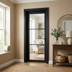 Internal Made-to-Measure Jet Black Fully Finished Studio Door with 3 Light Clear Glass