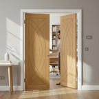 Premium Custom Made Oak French Doors with Contemporary Curved Design and Deep U Grooves