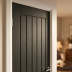 Internal Black Door, Fully Finished, Solid Engineered Core, Oak Farley Design - detail view