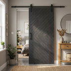 Internal Ash Grey Fully Finished Chevron Barn Door with Solid Engineered Core