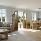 Premium Internal Oak Unfinished Clear Glazed Malton French Doors with Bevelled Glass Design and Engineered Construction