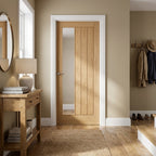 FD30 Fire Rated Oak Internal Door Unfinished with 1 Light Clear Glass