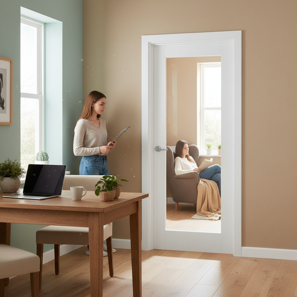 Premium Internal White Door with Clear Glass Panel, 3-Panel Design, Ready for Finishing - Image 2