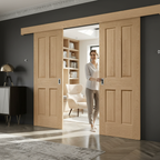 Premium Double Sliding Door System with Oak Doors and Adjustable Pelmet for Internal Use, Supports Up to 45kg Each Door