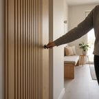 Premium Oak Pocket Door Set with Galvanized Steel Frame, Clear Glass Finish, and Adjustable Features for Smooth Operation