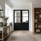Internal French Door, Jet Black, Fully Finished, 1 Panel, 2 Light Clear Glass