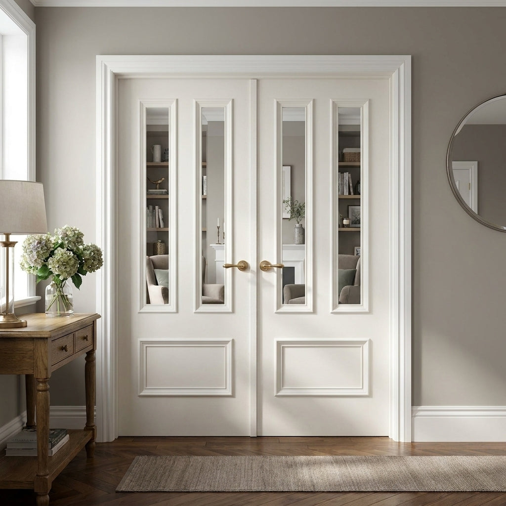 Internal White Door Fully Finished with Clear Glass 3 Panel Belgravia