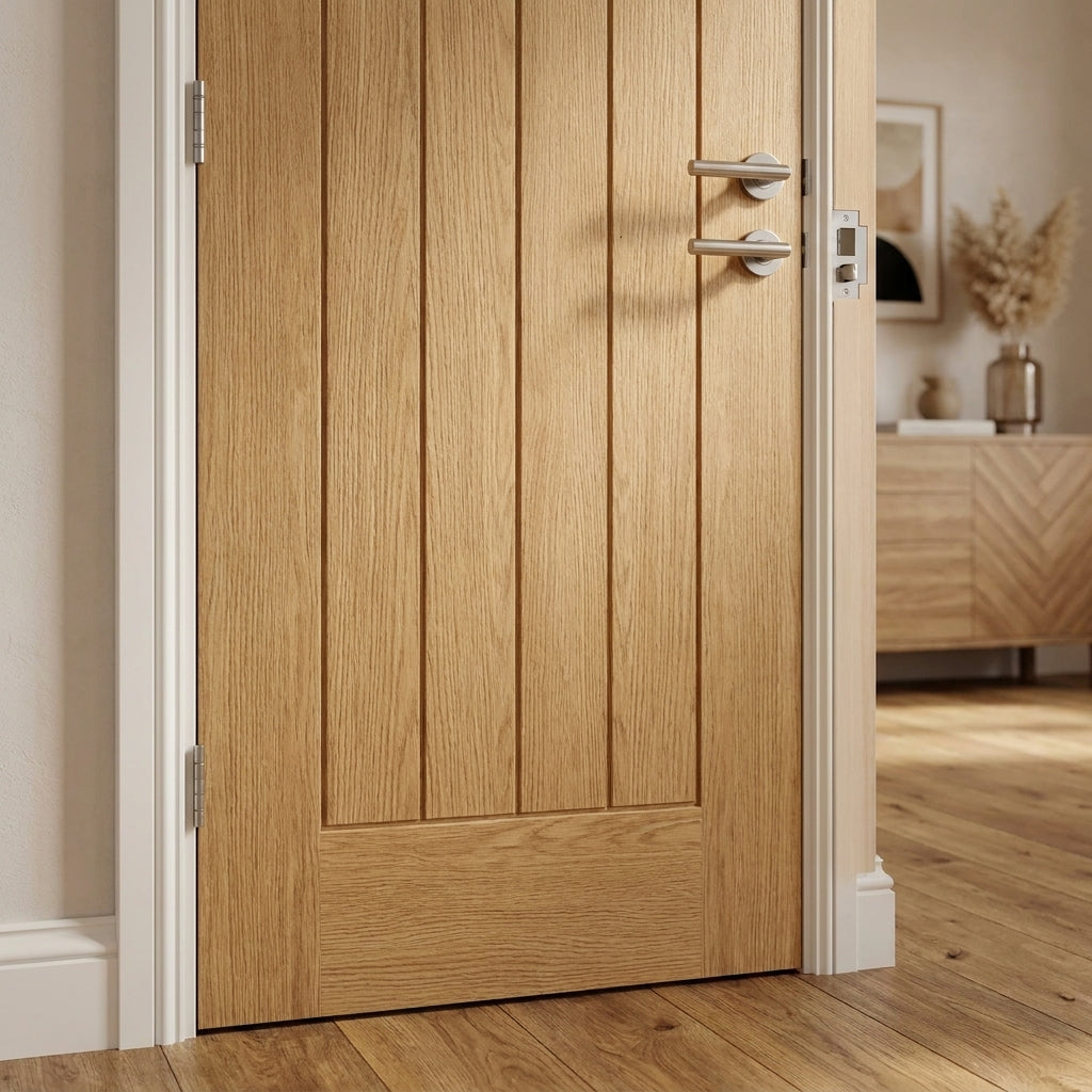 FD30 Fire Door Internal Oak Unfinished Made-to-Measure Solid Core 1981x762mm - detail view