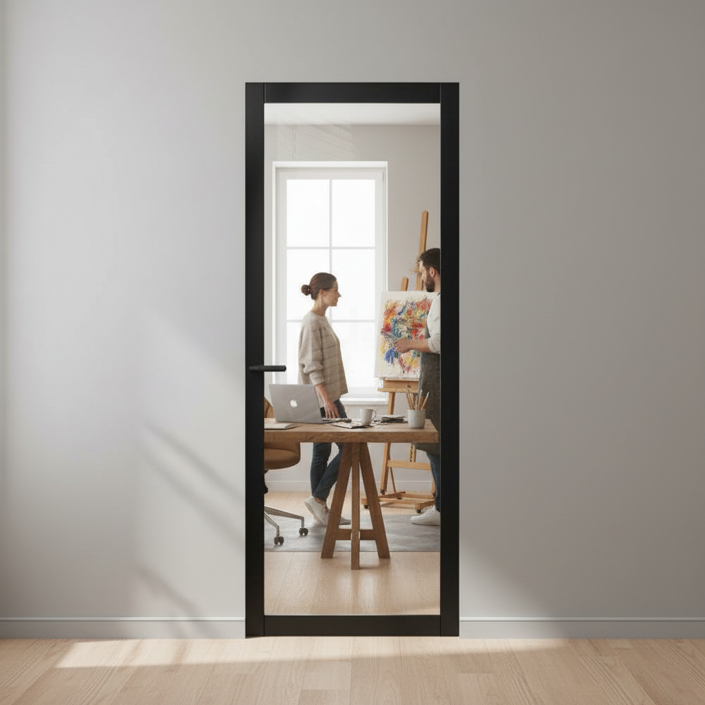 Premium Internal Fully Finished Industrial Studio Door with Clear Toughened Glass - Maximizes Natural Light and Durability - Image 2
