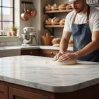 Premium Rounded Edge Laminate Worktop - Calacutta Marble Effect 3000mm x 600mm x 38mm for Luxurious Kitchen Design