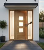 Premium Contemporary Oak External Door with Sandblasted Glass - Unfinished for Custom Finishing