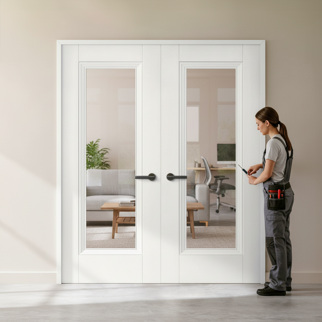 Premium Internal White Primed Elegance Lancaster 1 Light Clear Glass Door Pair for Bright and Stylish Interiors