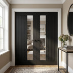 Internal Black French Door with Fully Finished Oak and Offset Clear Glass