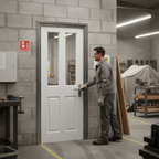 Premium Internal Fire Door with Clear Glass Panels and FD30 Certification for Enhanced Safety and Timeless Style
