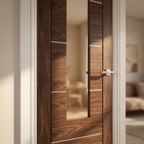 Internal Walnut Door, Fully Finished, 1 Light Clear Glass, Solid Core - detail view