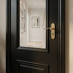 Internal Fully Finished Jet Black 2 Panel Door with Clear Glass - detail view