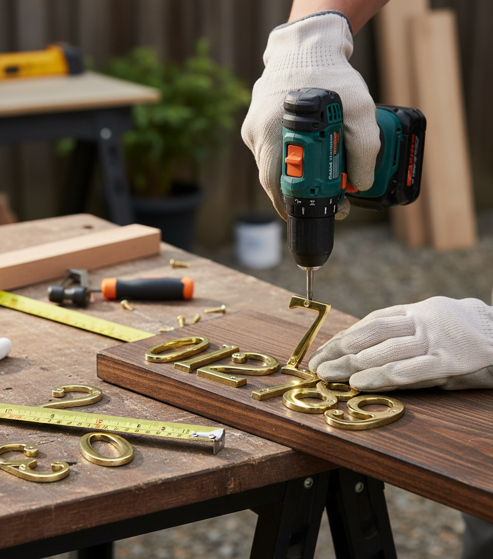 Premium Polished Brass Door Numerals with Screws for Easy Installation - High-Quality Professional Grade for Industrial and Commercial Applications