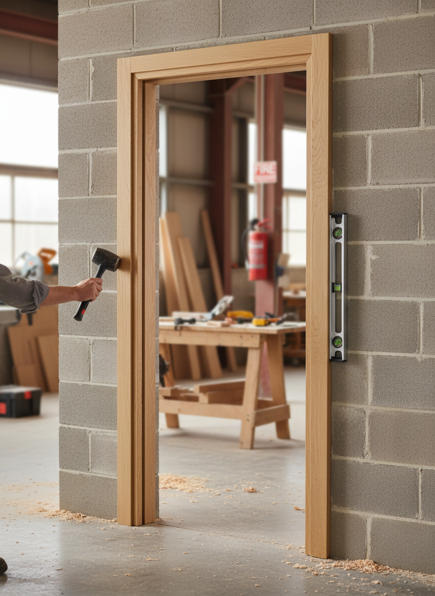 Premium Solid Oak Fire Door Frame for Single Doors - FD30 Fire Rated, Custom Made with Fixed Stops for 44mm Thick Doors