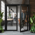 Internal Fully Finished Industrial Studio 4 Light Glazed Pair Door in Black for Contemporary Homes - Image 2