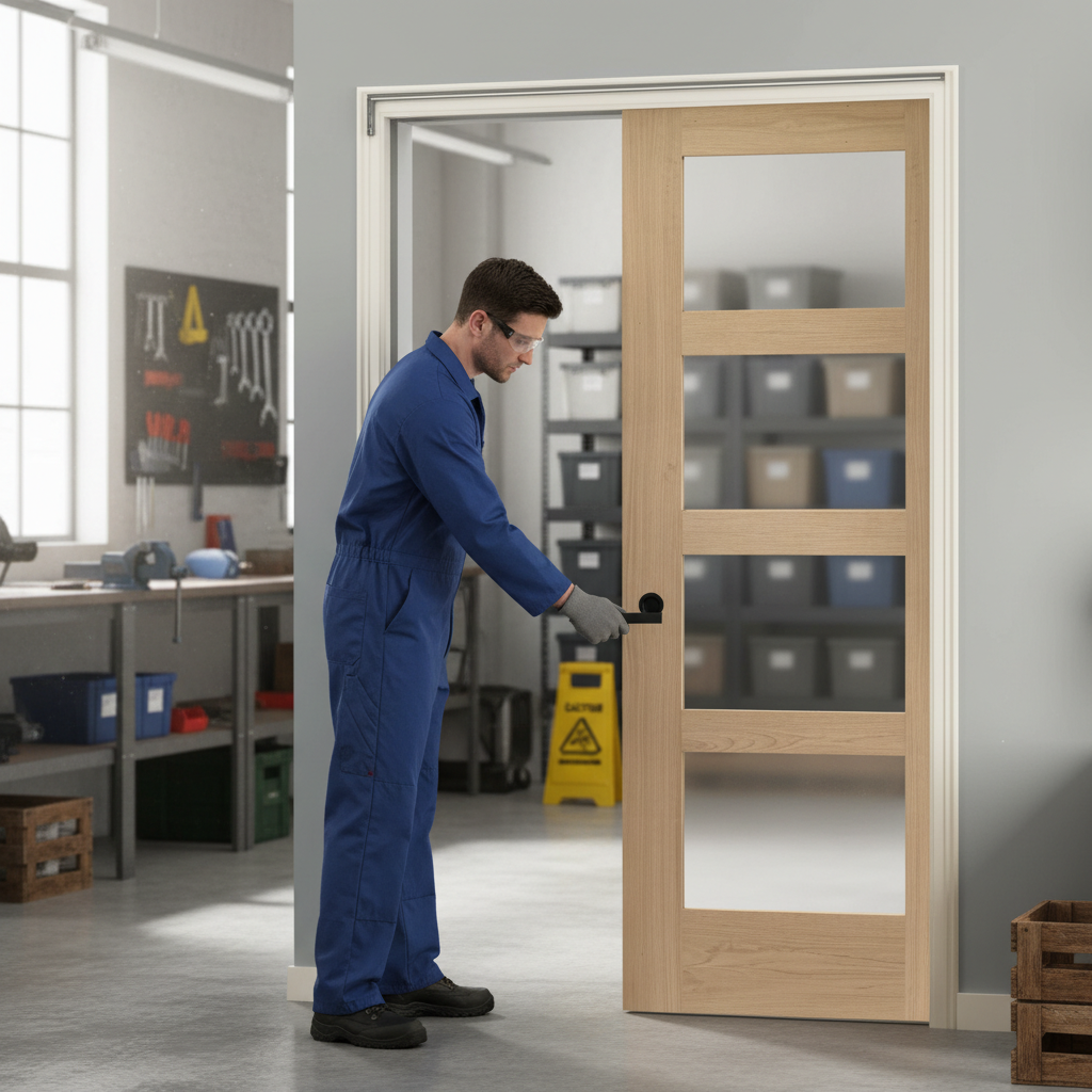 Premium Double Fire Rated Pocket Door Set with Obscure Glazed Fire Doors and Heavy Duty Steel Frame for Enhanced Safety and Privacy