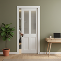 Premium Victorian Style Pocket Door Set with Obscure Glass Panels for Enhanced Privacy and Space-Saving Design