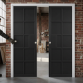 Premium Double Pocket Door Set with Galvanized Steel Frame and Adjustable Jamb Options for Seamless Installation