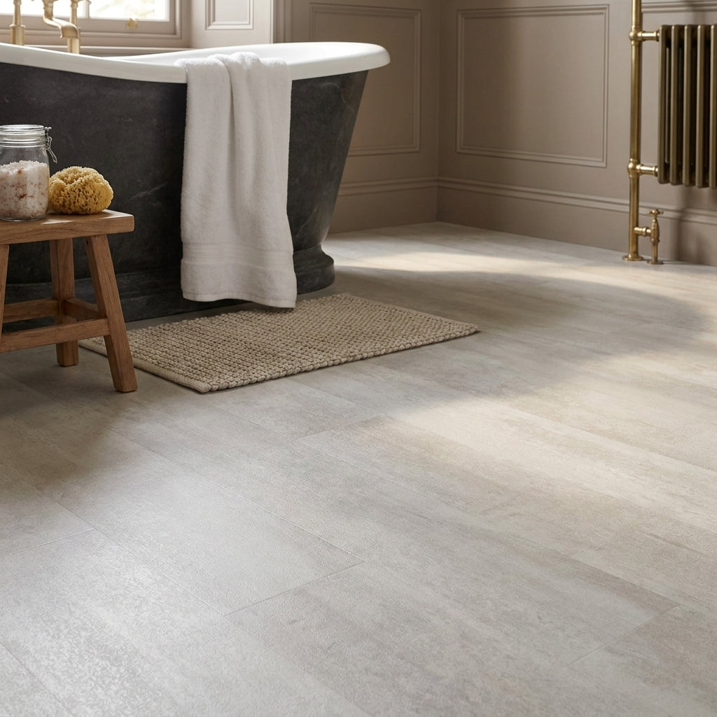 8mm Water-Resistant Laminate Flooring in Opal Grey - detail view