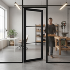 Premium Internal Primed Industrial Lifestyle Door with 3 Clear Glass Panes, Ideal for Modern Interiors