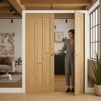 Premium Unfinished Double Pocket Door Set with Six-Panel Design and Galvanized Steel Frame for Space-Saving Solutions