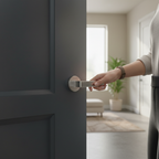 Satin Chrome Round Lever Door Handle with Innovative Ecotech Finish for Enhanced Durability and Sustainability - Image 2
