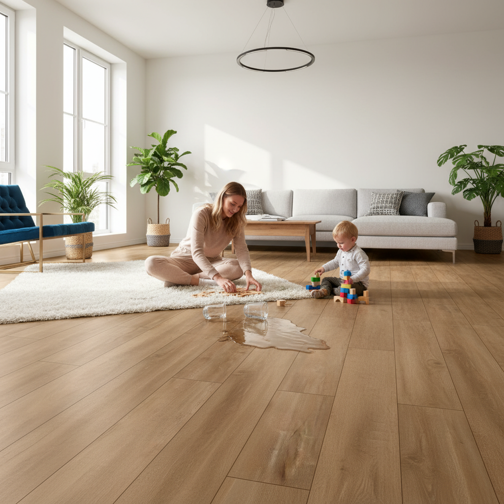 Premium 8mm Water-Resistant Laminate Flooring with Elegant Oak Effect for Stylish Interiors