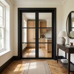 Internal French Door with 3 Light Clear Glass, Fully Finished in Jet Black