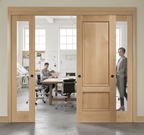 Premium Oak Room Divider with Clear Glazed Side Panels for Stylish Spaces and Efficient Use of Space