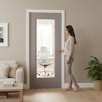 Premium Internal Grey Primed Clear Glazed Arnhem Door with Decorative Details and Engineered Construction