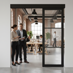 Premium Internal Fully Finished Industrial Pocket Door Set with 3 Clear Glass Panels and Easy Roll Track System - Image 2