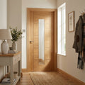 Internal Oak Door Fully Finished with 1 Light Clear Glass, Solid Core