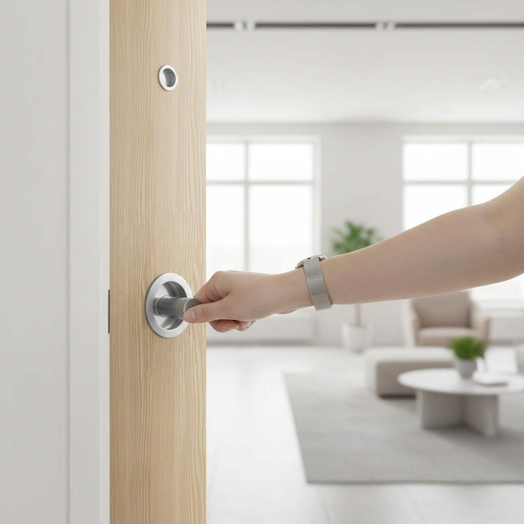 Premium Pocket Door Simple Flush Pull with Various Finishes and Easy Adhesive Fixing