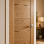 FD30 Fire Door - Made-to-Measure Oak, Fully Finished Parma Design - detail view