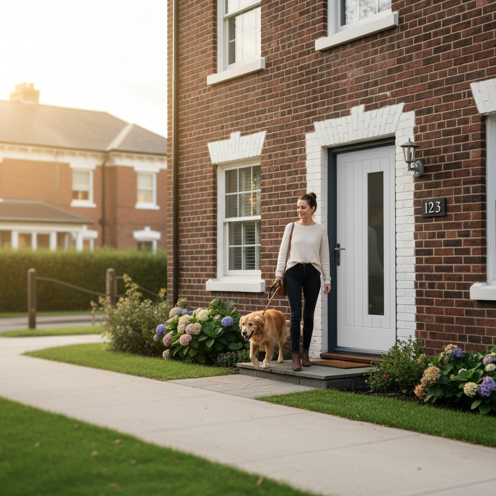 Premium External White Composite Door with Obscure Glass Panel - Modern Design for Enhanced Entryway Privacy and Natural Light - Image 2