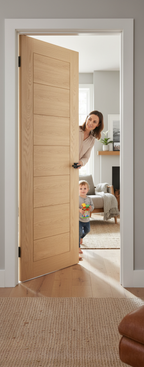 Premium Fully Finished Internal Oak Door with 7 Recessed Panels and Robust Engineered Construction