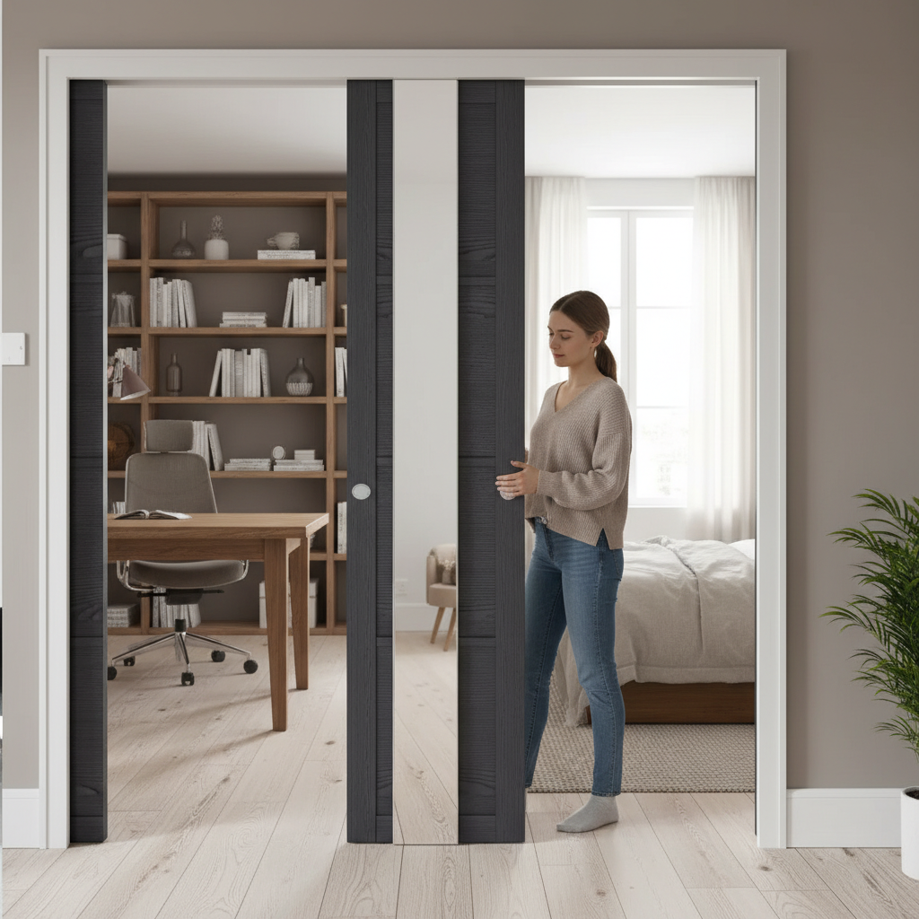 Premium Heavy Duty Double Pocket Door System with Galvanised Steel Frame and Adjustable Jambs for Easy Installation