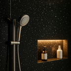 Glossy Black Sparkle PVC Shower Wall Panel for Stylish Bathrooms - detail view