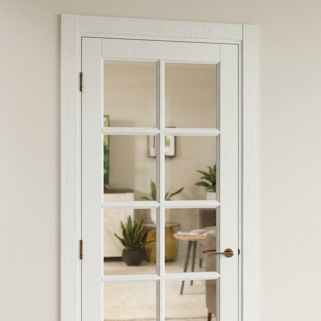 Internal White Door with 10 Light Clear Glass, Primed Finish - detail view