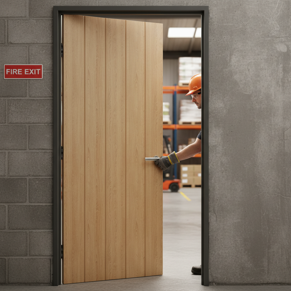 Premium Internal Fire Door with Real Oak Veneer, Solid Core, and FD30 Fire Rating for Enhanced Safety and Elegance