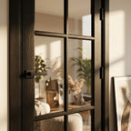 Internal Studio Door with 6 Light Clear Glass, Fully Finished, Jet Black - detail view