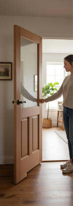 Premium Hardwood External Door with Clear Glass and Double Glazing for Enhanced Insulation