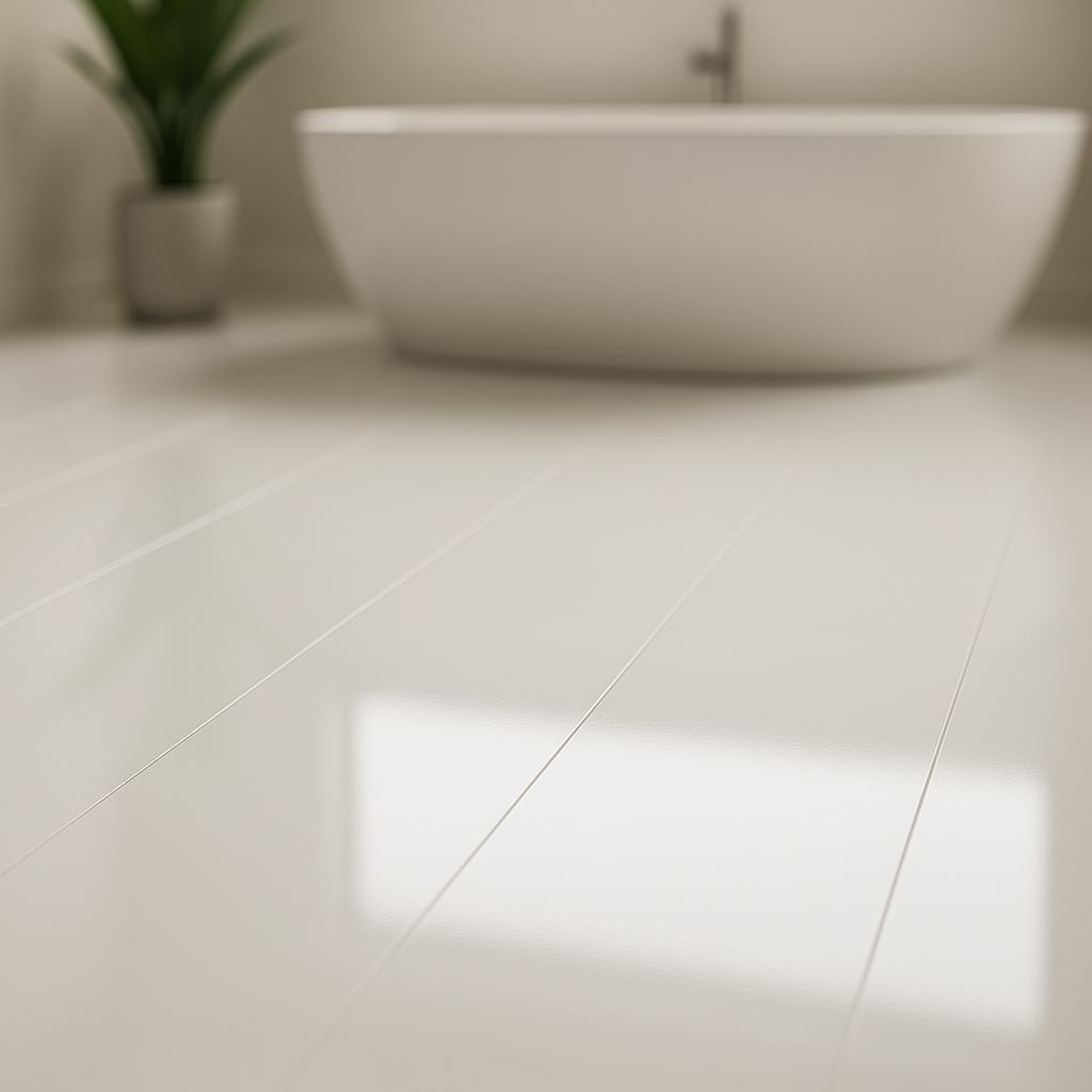 High Gloss White 6mm Rigid Core Plank LVT Flooring - detail view