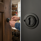 Premium Solid Brass Open Key Hole Escutcheon in Matt Black Finish for Elegant Interior Design