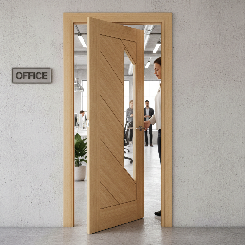 Premium Clear Glazed Internal Door with Solid Core and American White Oak Veneer