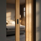 Internal Oak Pocket Door Set with 1 Light Clear Glass and Fully Finished 100mm Frame - detail view